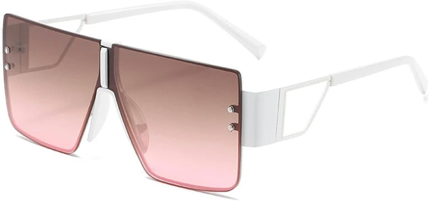 

Модные солнцезащитные очки большого размера для женщин и мужчин, винтажные классические очки для активного отдыха и вождения, защита от УФ-излучения UV400 TKKTLLT, White Tea Pink