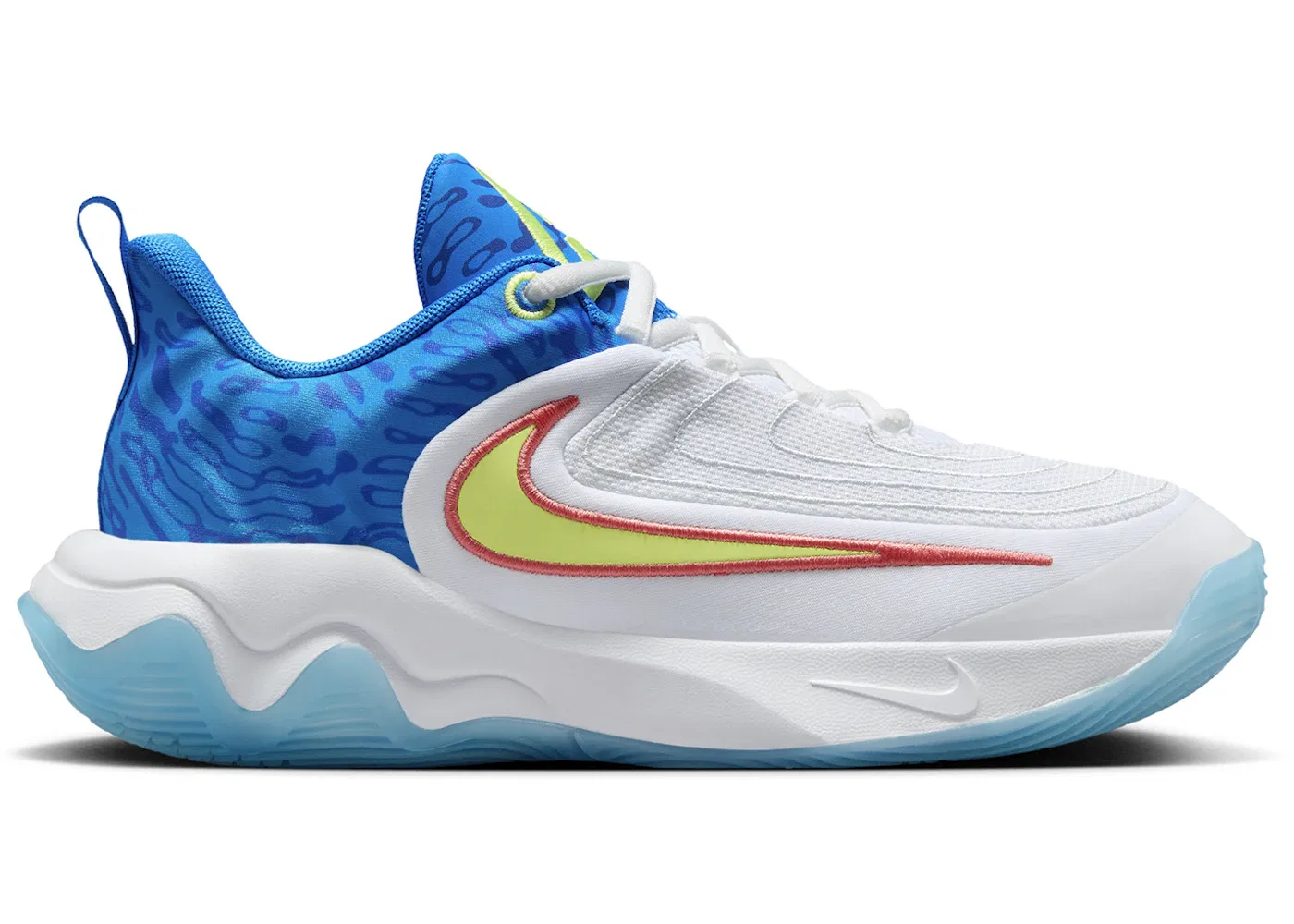 Детские кроссовки для мальчиков с высокой производительностью Nike Giannis Immortality 4 SE, White/Photo Blue/Hyper Royal/Light Lemon Twist