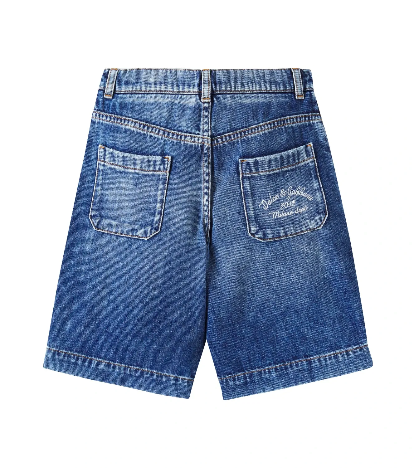 Джинсовые шорты с вышивкой Dolce&Gabbana Kids, синий — фото 4