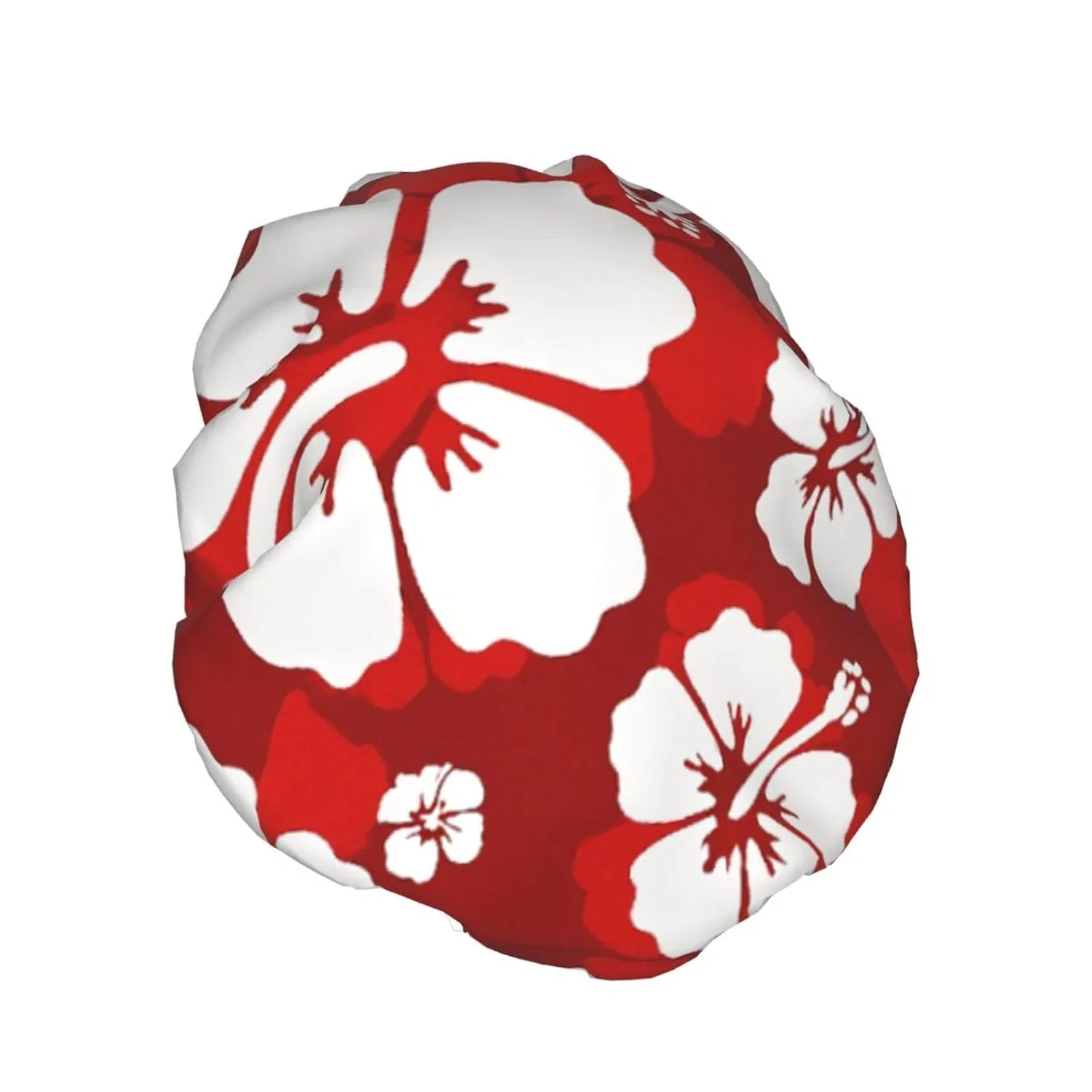 Двухслойная шапочка для душа с цветами, SMAZDFXX, ONE SIZE, Tropische rot-weiße Hibiskus-Blumen — фото 2