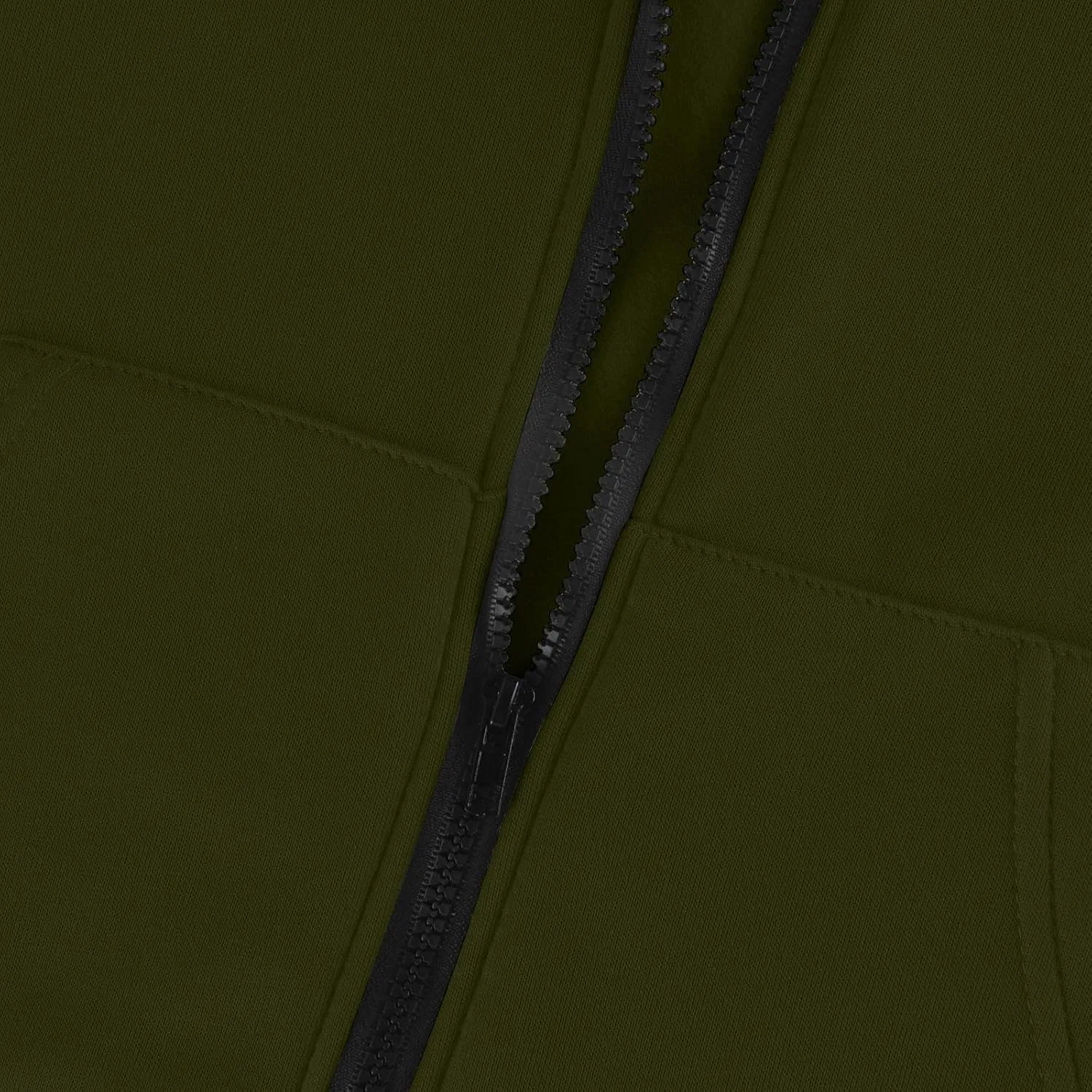 Женское худи с длинным рукавом, молнией, на флисе, с карманом, #Army Green — фото 3