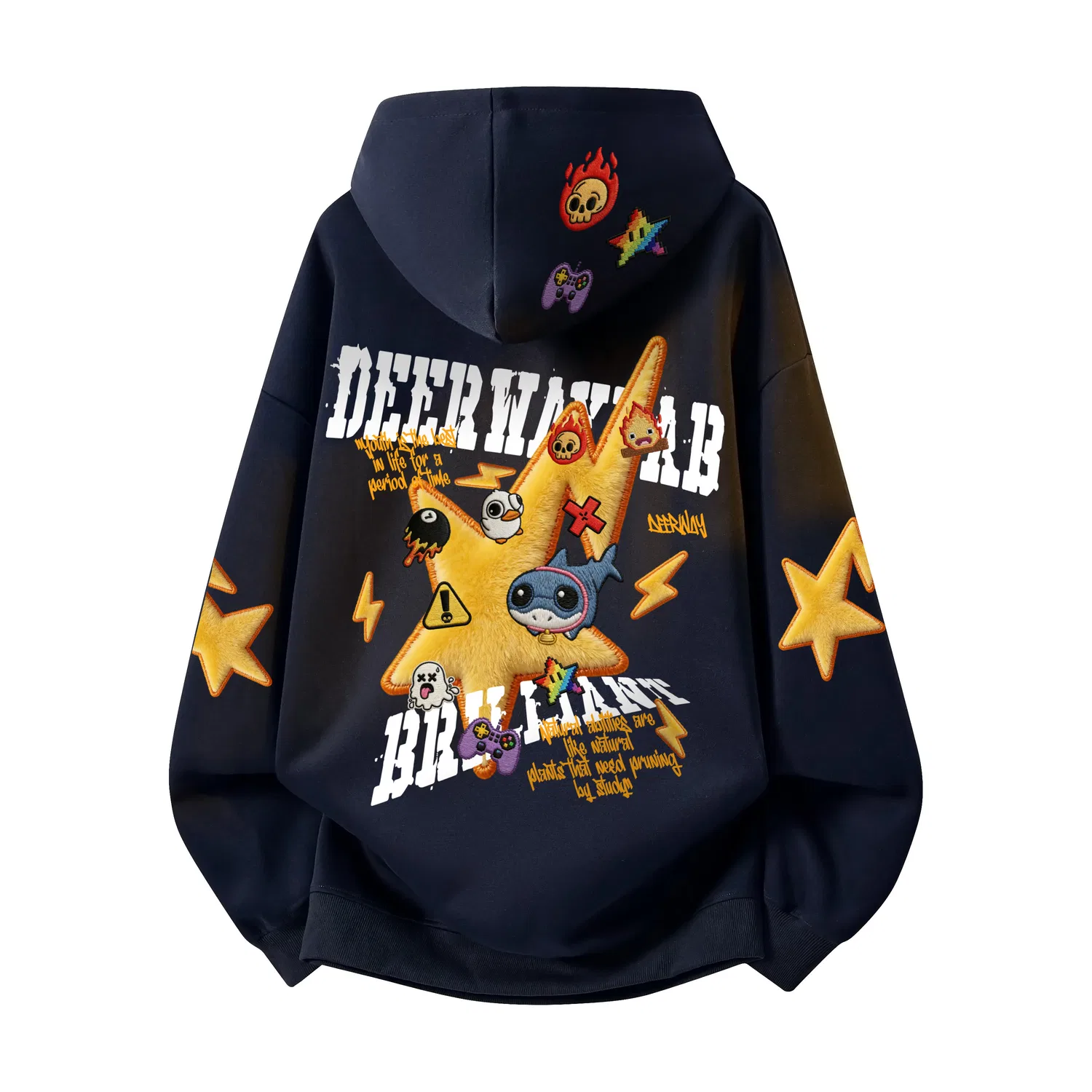 Детский свитшот с капюшоном, флисовая подкладка, DEERWAY, Navy Blue