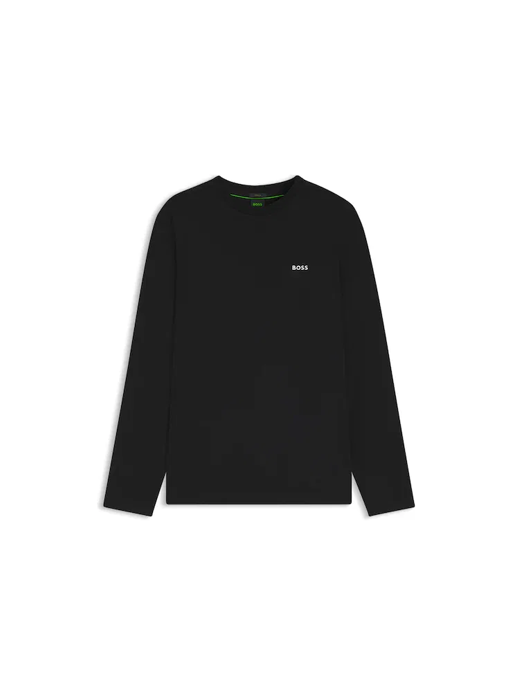Футболка с длинным рукавом Stretch Cotton BOSS, Black — фото 3
