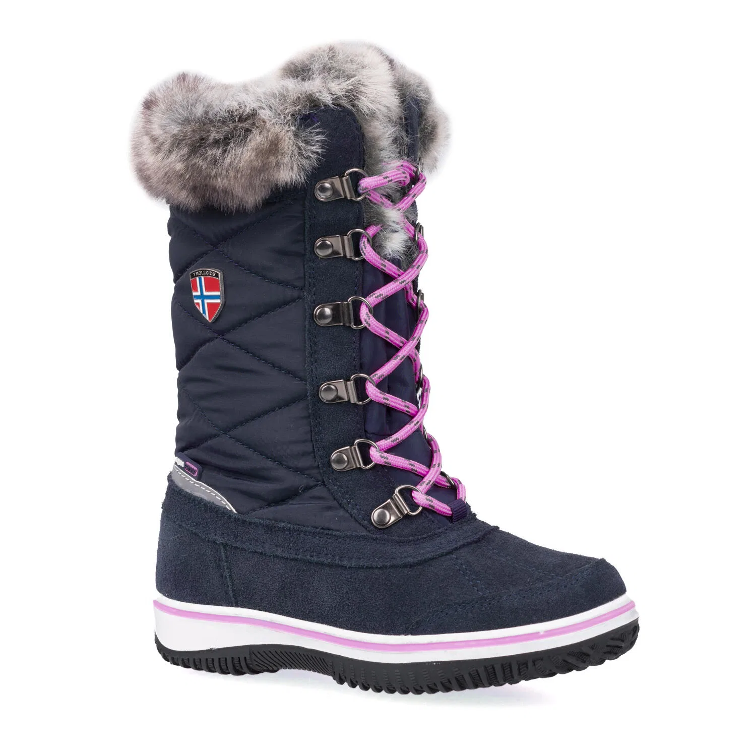 Детские снежные ботинки для девочек Holmenkollen Trollkids, Navyblau Magentapink