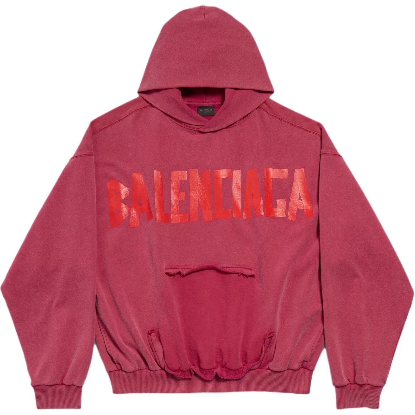 Худи Tape Type Ripped Pocket Hoodie, Balenciaga, Red