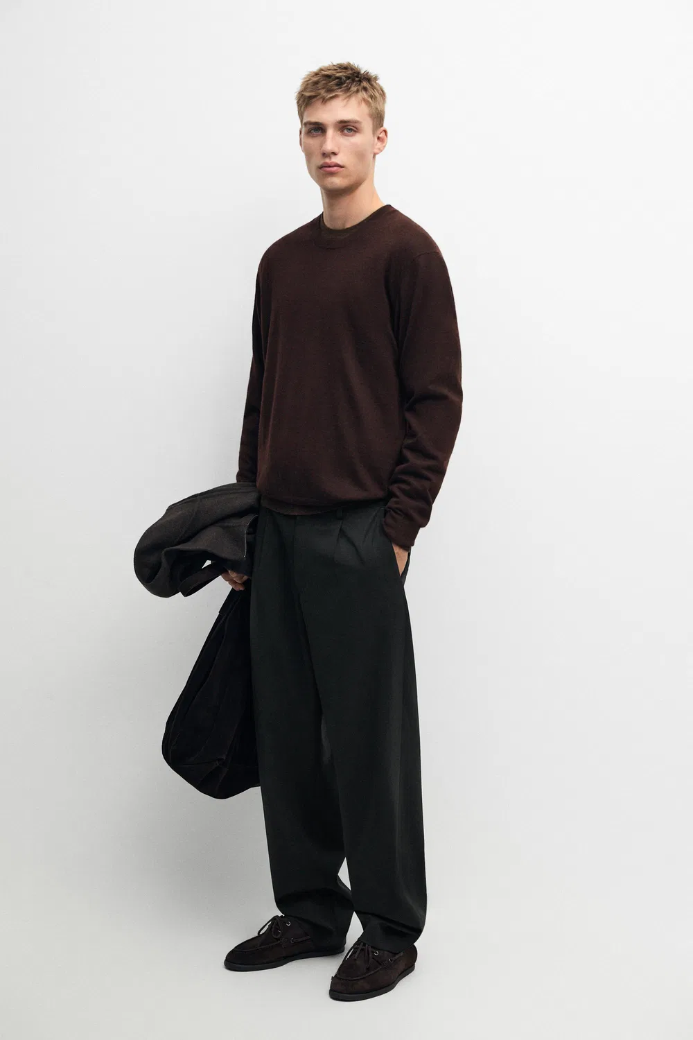 Свитер Massimo Dutti Knit 100% Cashmere Round Neck, бордовый