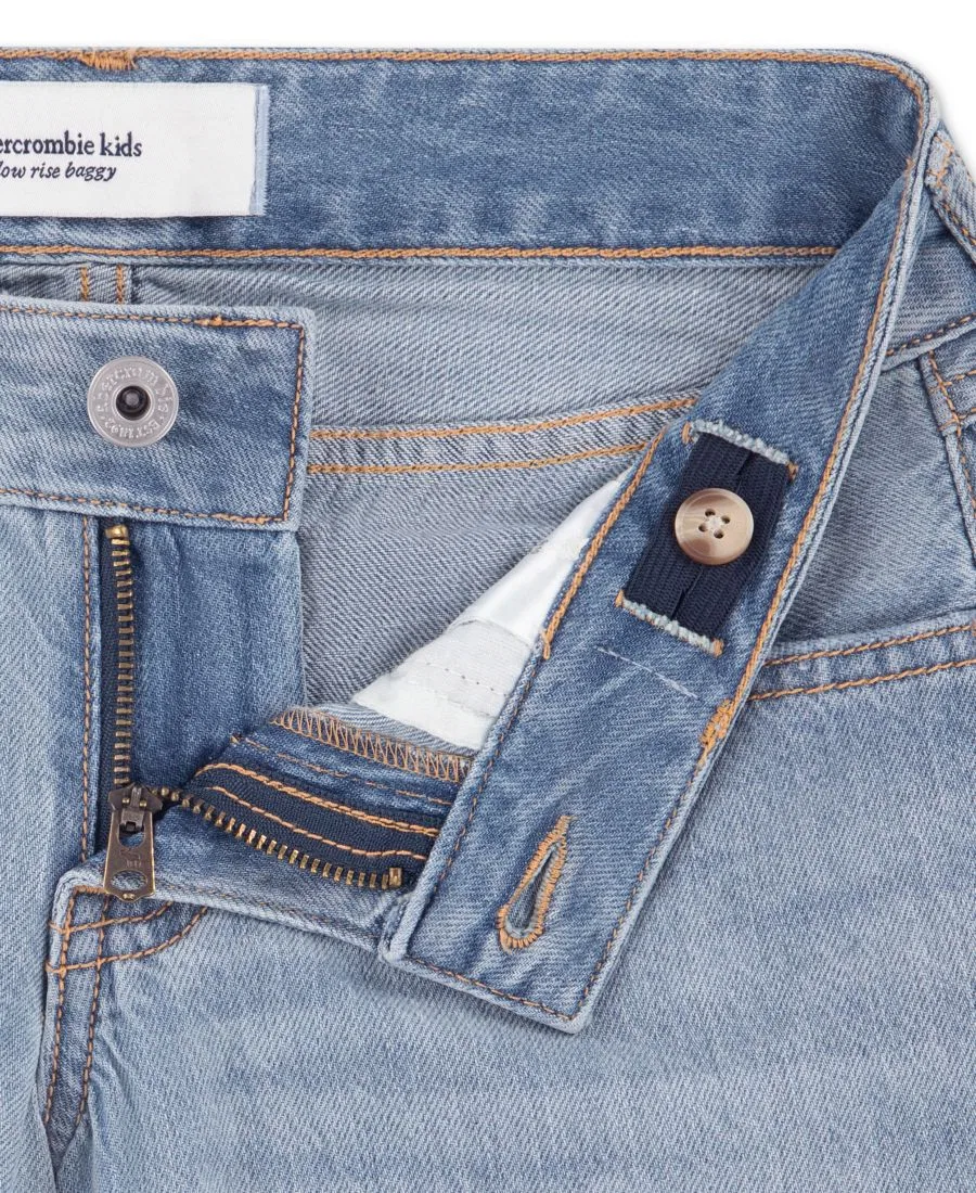Джинсы свободного кроя с заплатками abercrombie kids, Blue — фото 3