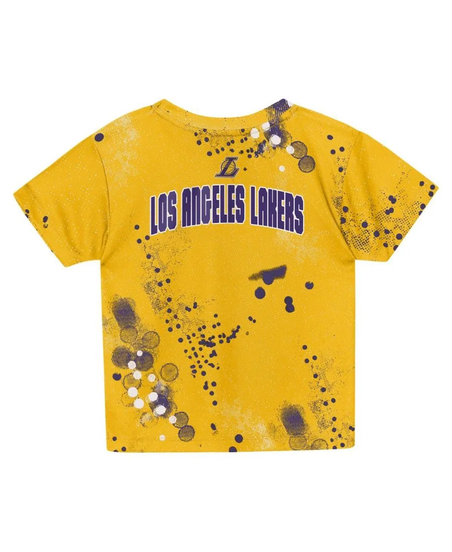 Комплект футболки и шорт с принтом Los Angeles Lakers Outerstuff, Gold — фото 3
