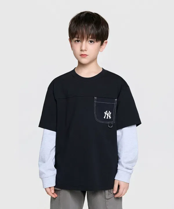 Футболка с длинным рукавом OUTDOOR BASIC с карманом, Mlb Kids, черный