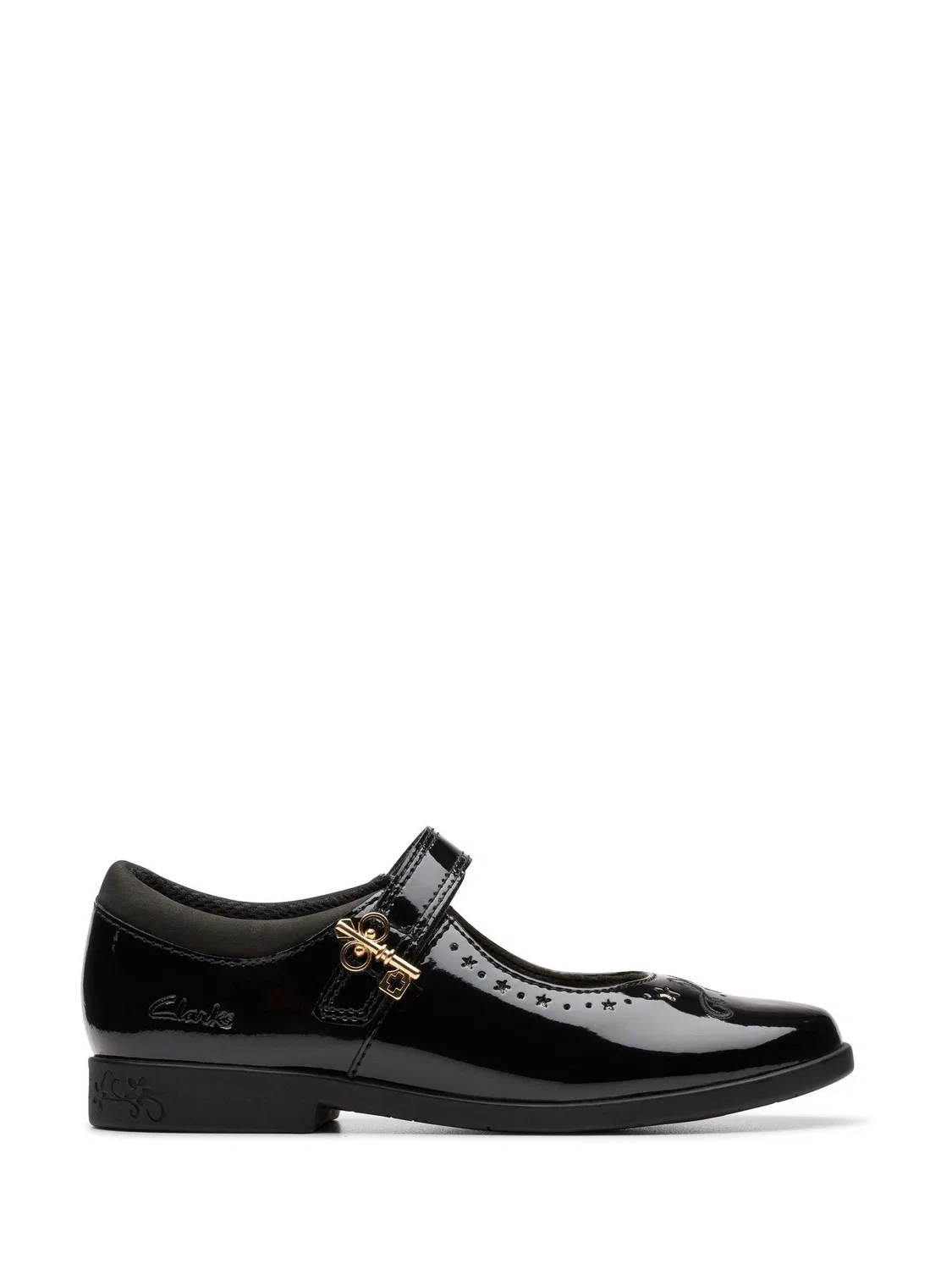 Туфли Clarks Mary Jane с пряжкой, черный лакированный