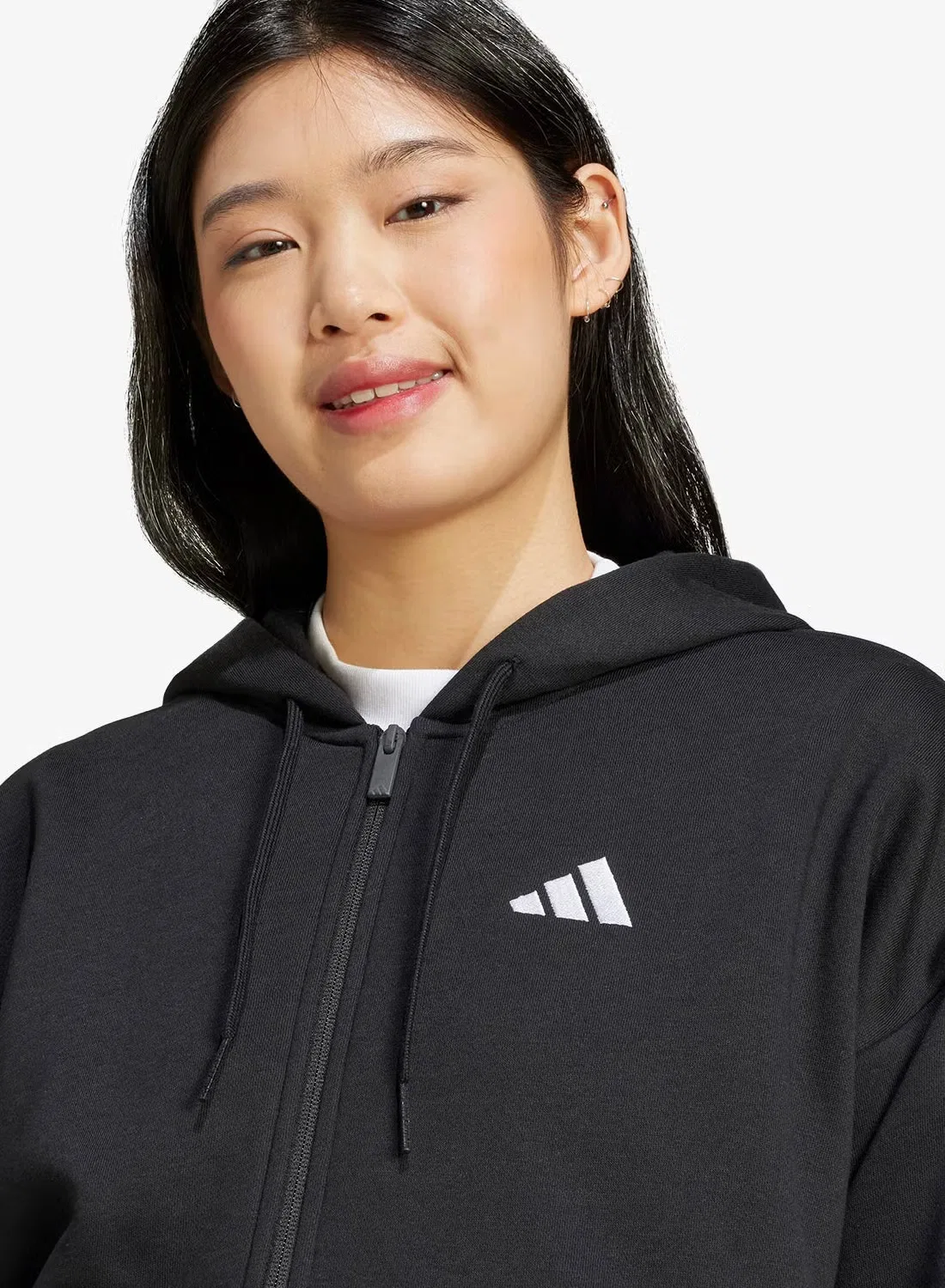 Худи на молнии с длинным рукавом Essentials 3-Stripes Adidas, черный — фото 4
