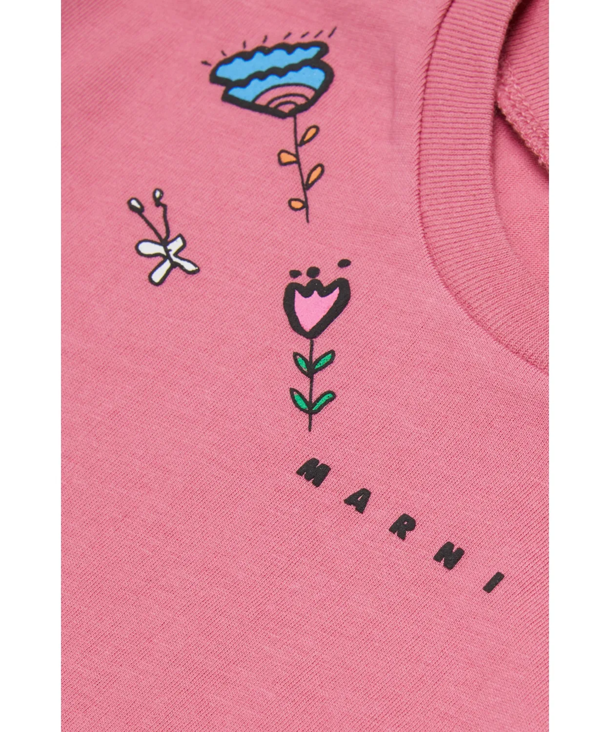 Детская футболка с длинным рукавомс принтом MARNI KID, Белая — фото 4