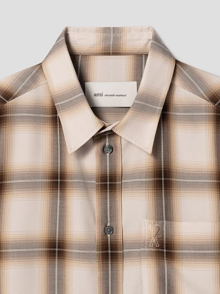 Рубашка с коротким рукавом Boxy Shirt AMI PARIS, Beige — фото 3