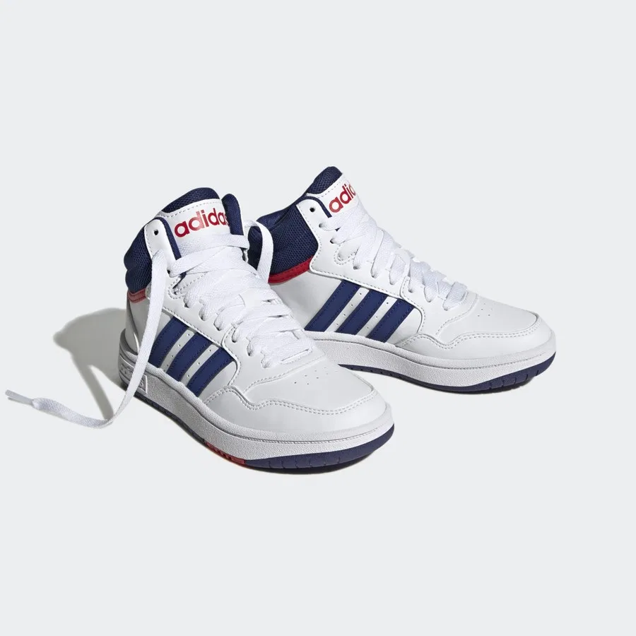 Детские кроссовки с полувысоким верхом Sportswear Hoops Mid Shoes adidas, Бело-синий — фото 4
