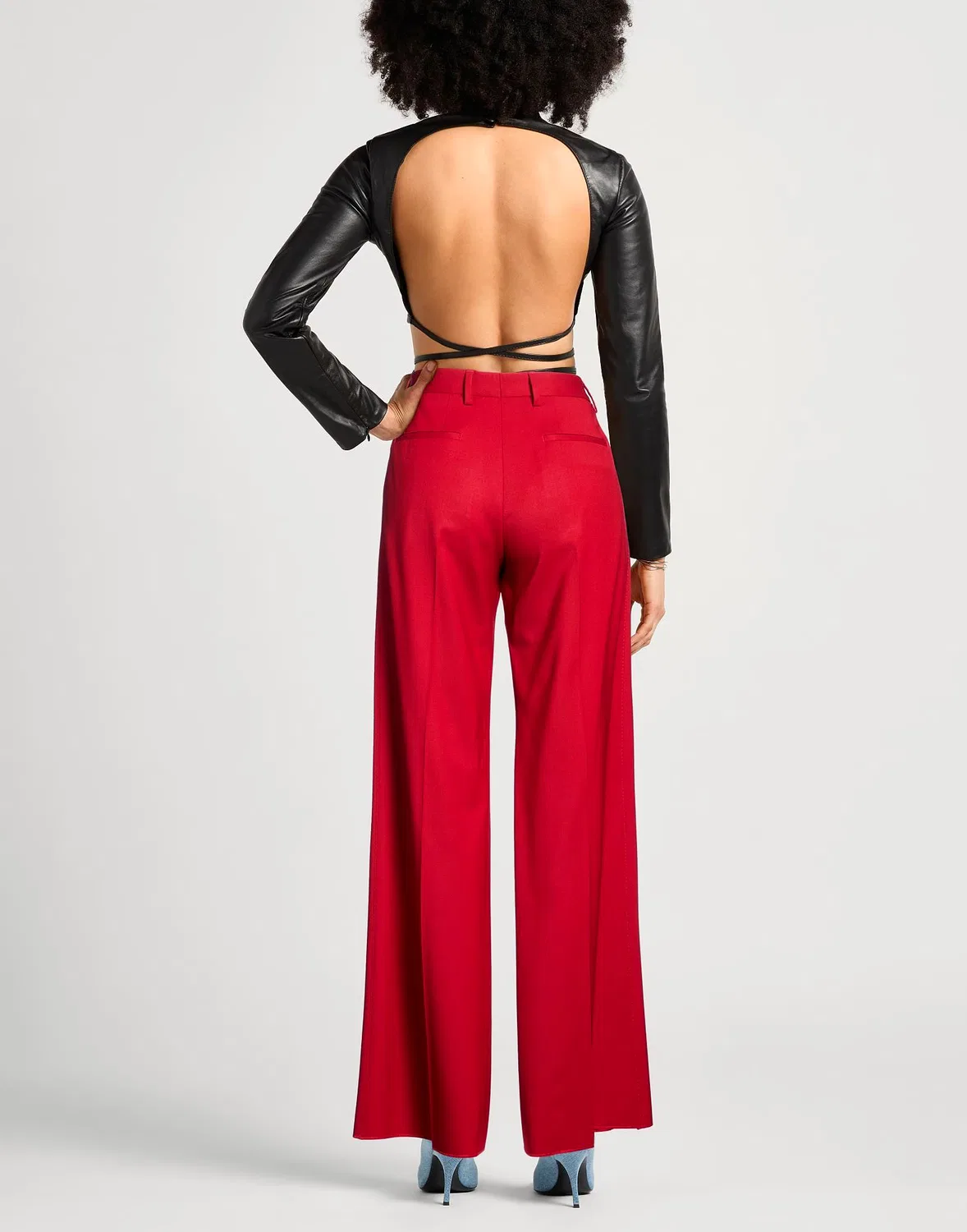 Женские широкие брюки из шерсти Dsquared2, красный — фото 3