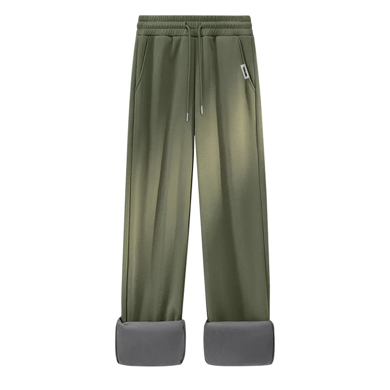Детские повседневные брюки прямого кроя на флисе Tonlion, Grey Green