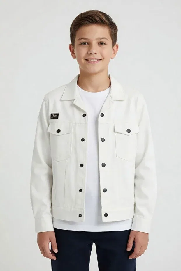 Детская куртка для девочек с вышивкой Cansın Mini, White