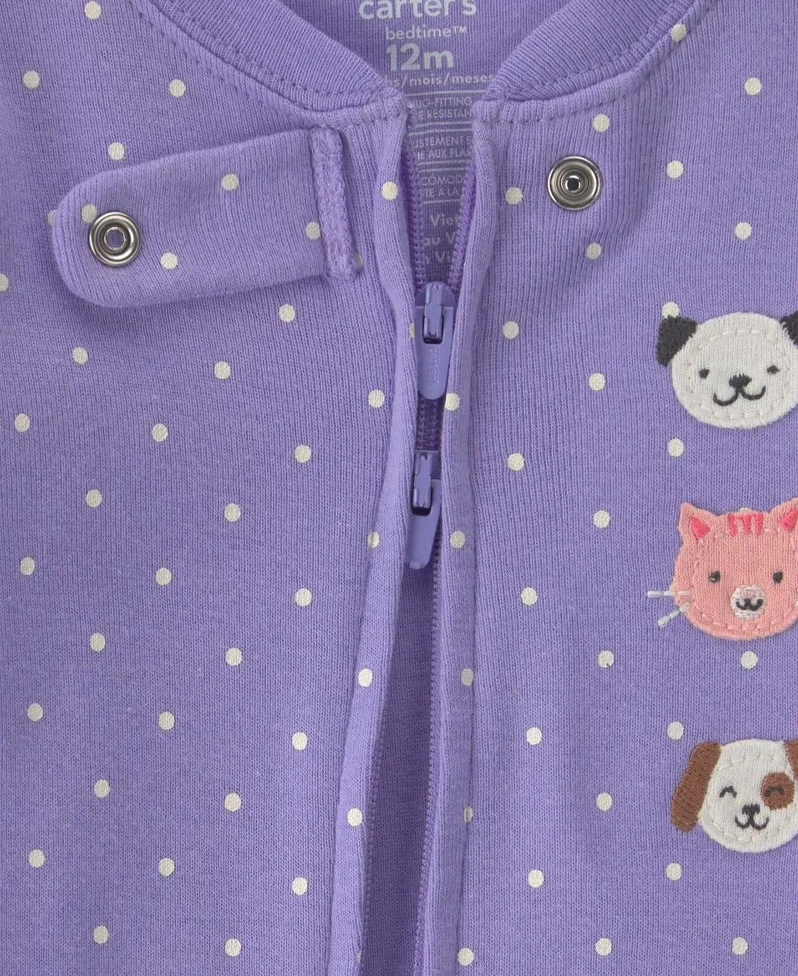 Детская пижама с длинным рукавом и принтом Pets Carter's, Purple — фото 3