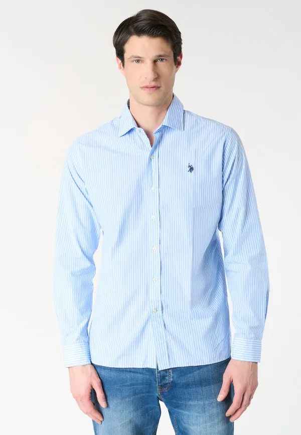 Рубашка из хлопка с полосатым узором Shirt U.S. Polo Assn., white, белый/синий