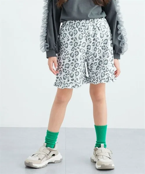 Детские шорты с принтом и фриллами, модель QUNTSTYLE, Charcoal
