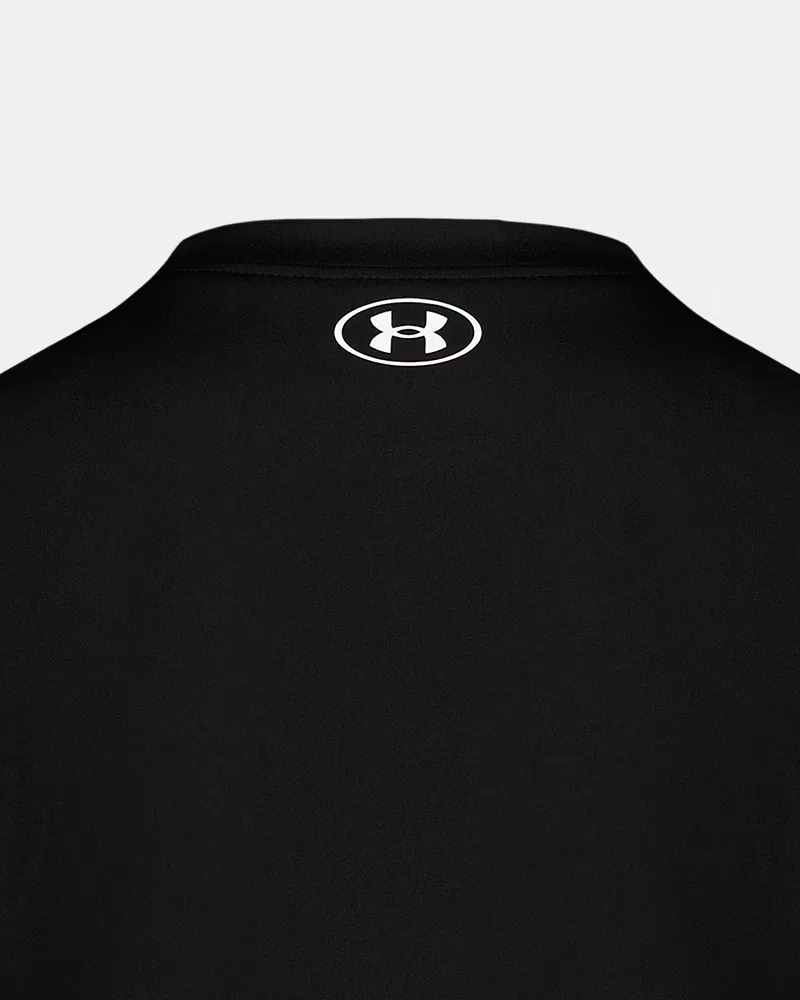 Футболка детская влагоотводящая с коротким рукавом UA Tech Football Logo UnderArmour, Black — фото 4