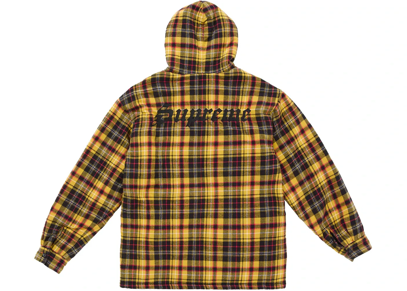 Мужская фланелевая рубашка-худи на молнии с принтом Supreme, Yellow — фото 3
