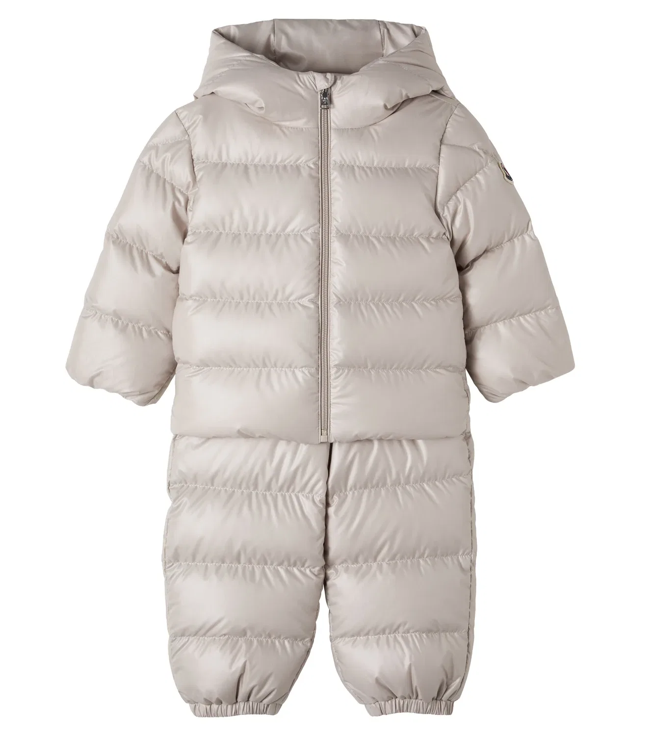 Комплект из пуховой толстовки и комбинезона Moncler Enfant, бежевый