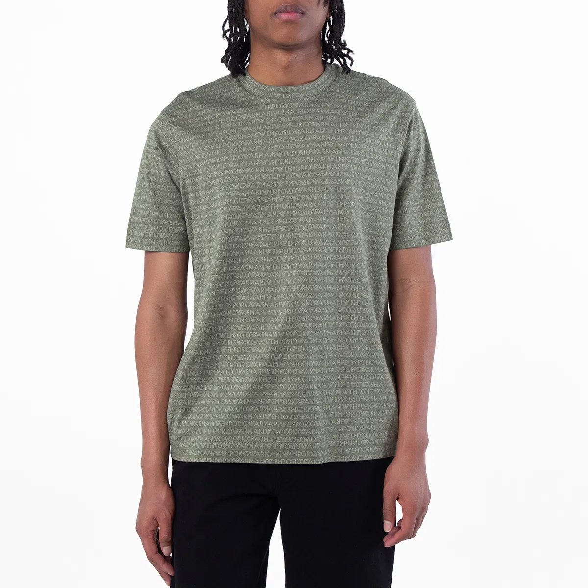 Футболка с жаккардовым принтом All-Over Jacquard ASV Jersey Emporio Armani, Jacquard Logo Green