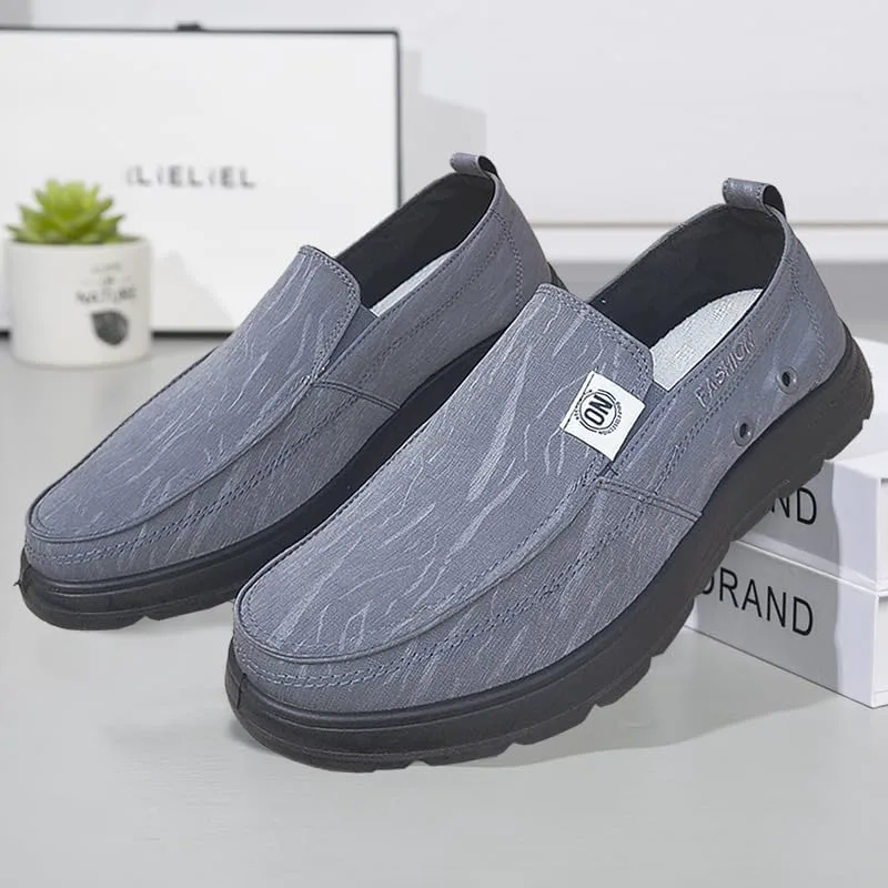 

Мужские дышащие слипоны из холщовой ткани, легкие повседневные туфли, удобные лодочные туфли для улицы с нескользящей мягкой подошвой, обувь «для папы» DESESE, черный