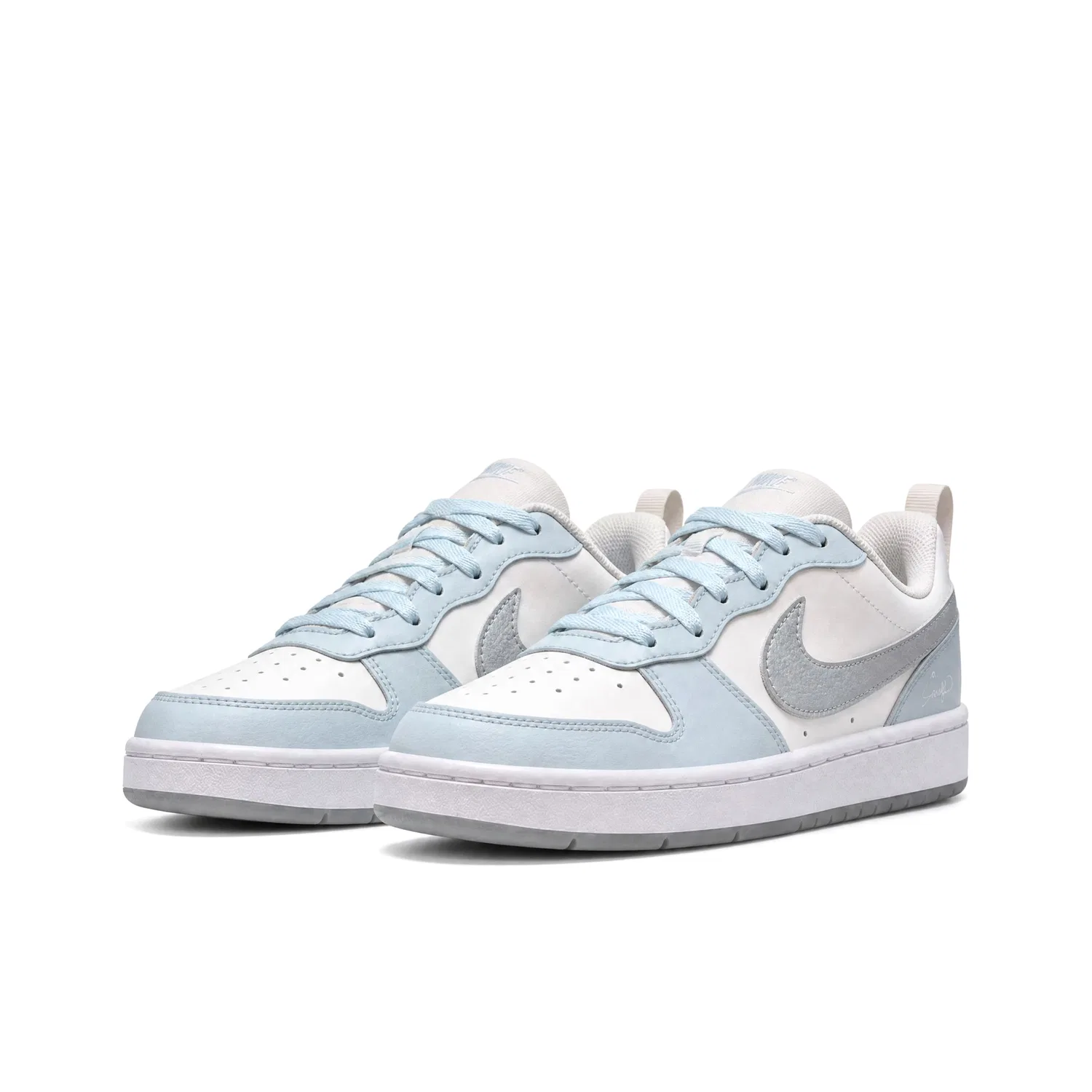 Детские кроссовки для скейтбординга с принтом, модель Court Borough Recraft, Nike, White Blue Silver — фото 4
