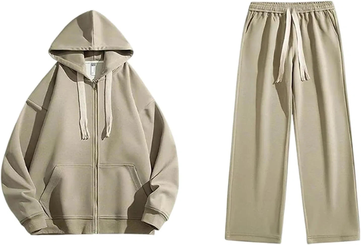 Спортивный костюм Classic Zip-Up Hoodie Jacket Sweatshirt Jogging Pants Two Piece Set, Khaki