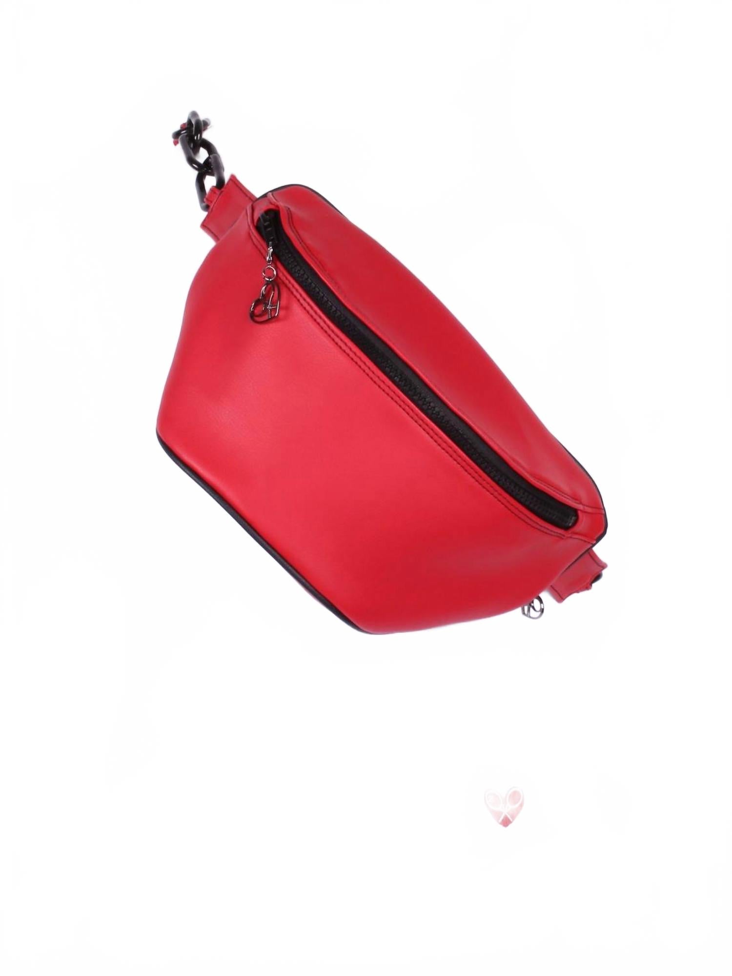 

Женская поясная сумка в красном цвете с черной окантовкой Love Love Tennis