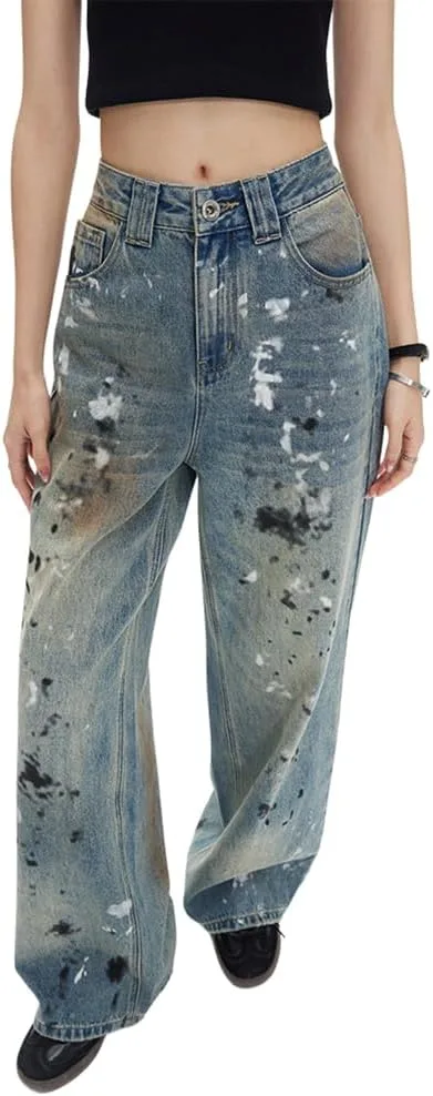 

Женские джинсы Mid Waist Wide Leg с потертостями и эффектом винтажной стирки XYGJZ