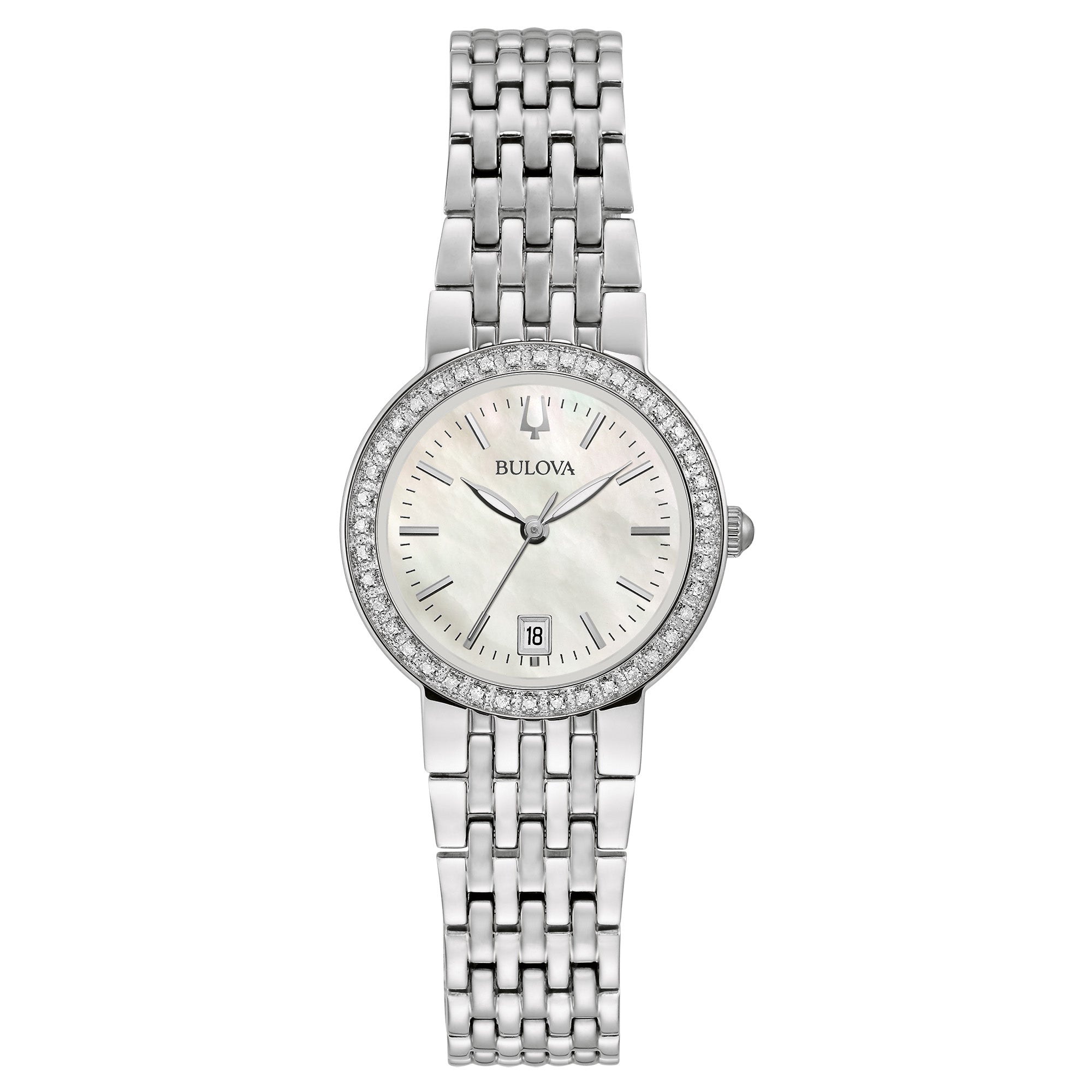 

Женские кварцевые часы Bulova 34 мм серебристого тона 96R239, серебряный