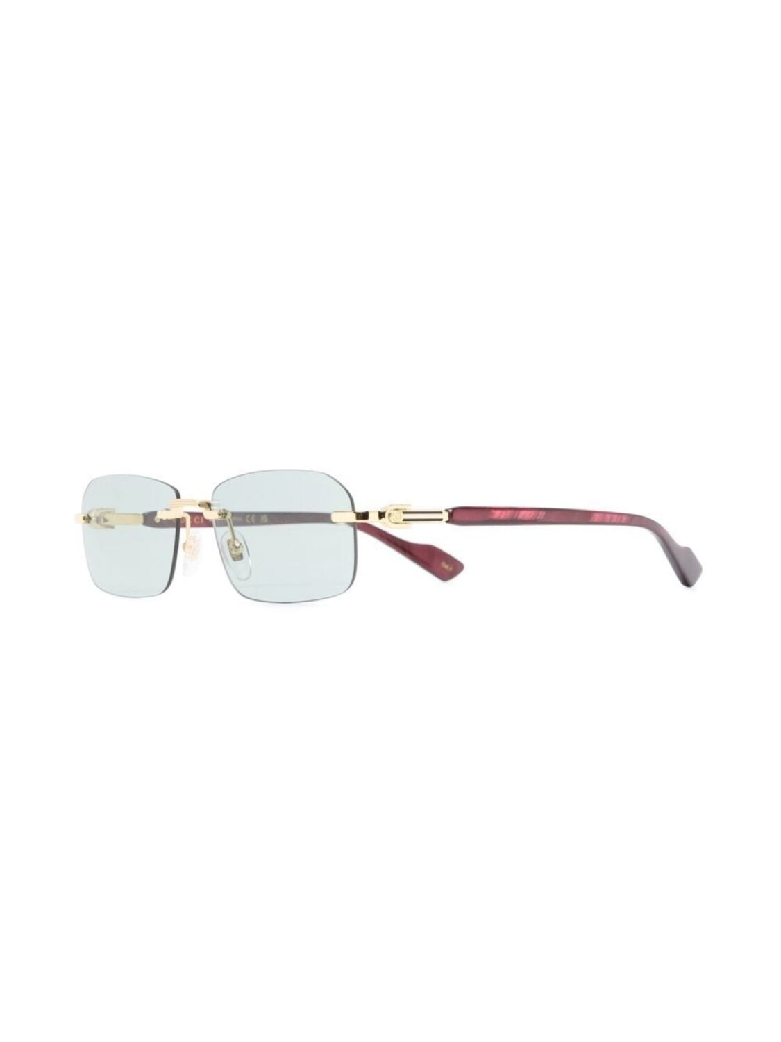 Gucci Eyewear солнцезащитные очки в безободковой квадратной оправе, золотистый — фото 2