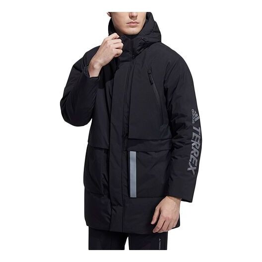 

Пуховик adidas Solid Color Casual hooded down Jacket Black, мультиколор