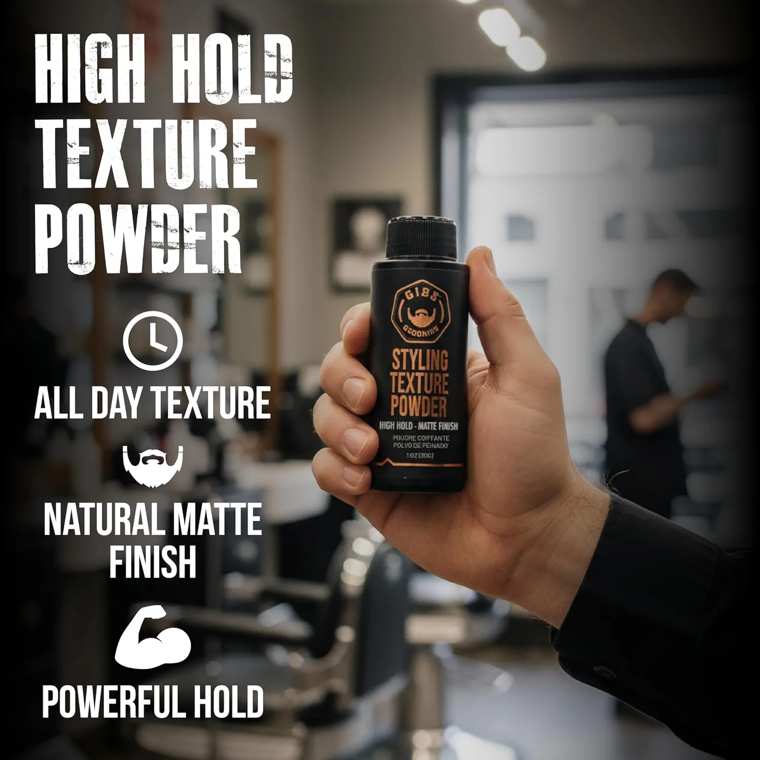 GIBS Grooming-Styling Texture Powder для мужчин и женщин, сильная фиксация, матовый эффект, для всех типов волос, текстура, объем, хватка, кремний, сандал, 30 г, набор из 2 шт 56.70 г (2 шт.) — фото 2