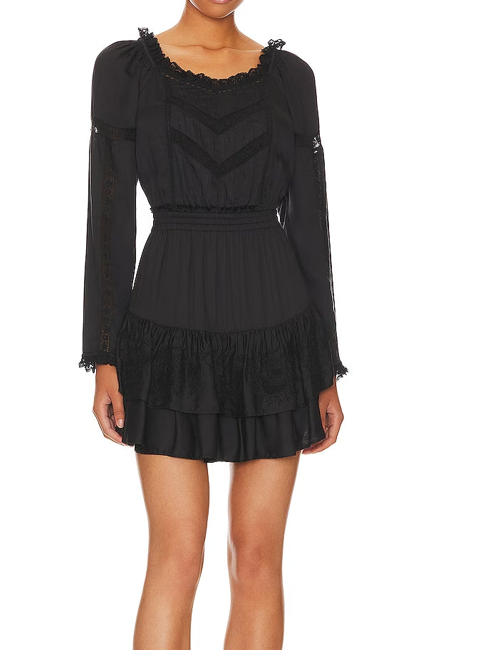 

Love Shack Fancy Women Sanaya Ruffled Юбка Мини Платье Черный LoveShackFancy