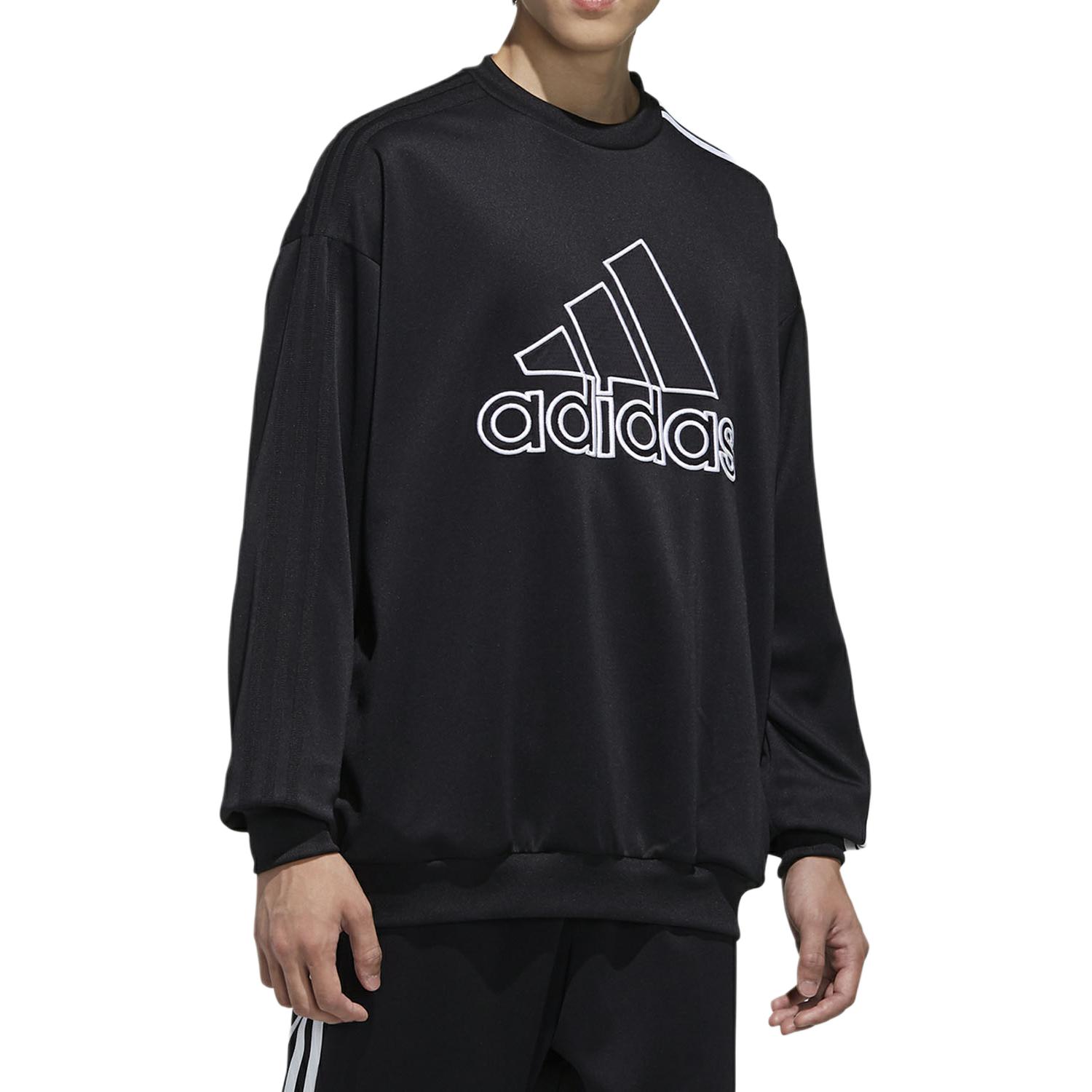 Adidas Мужская толстовка с круглым вырезом, черная, средней толщины — фото 3