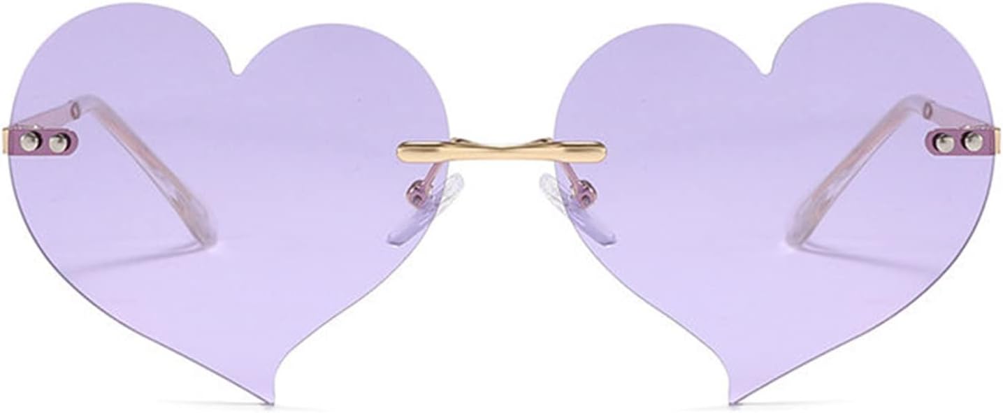 

Солнцезащитные очки COTIA в форме сердца без оправы для женщин, металлическая оправа, очаровательный стиль «сердечко», очки для дискотек и вечеринок, без оправы, Purple&red
