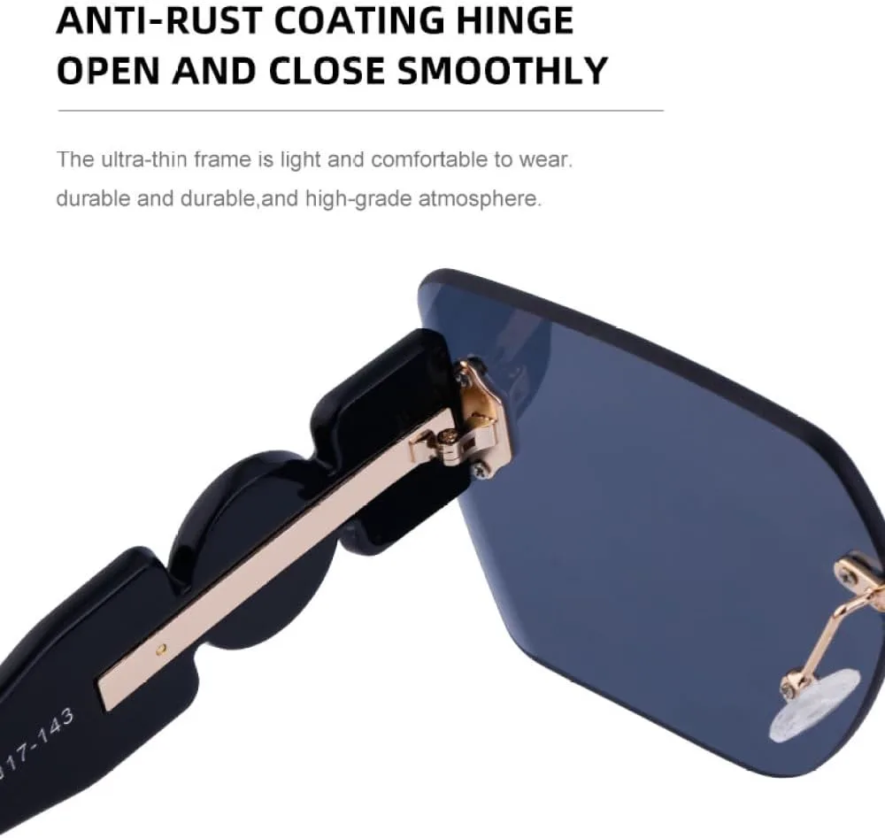 

Модные роскошные солнцезащитные очки без оправы для женщин, винтажные солнцезащитные очки квадратной формы с защитой от УФ-излучения UV400 LVTFCO, Wtyj086 Grey