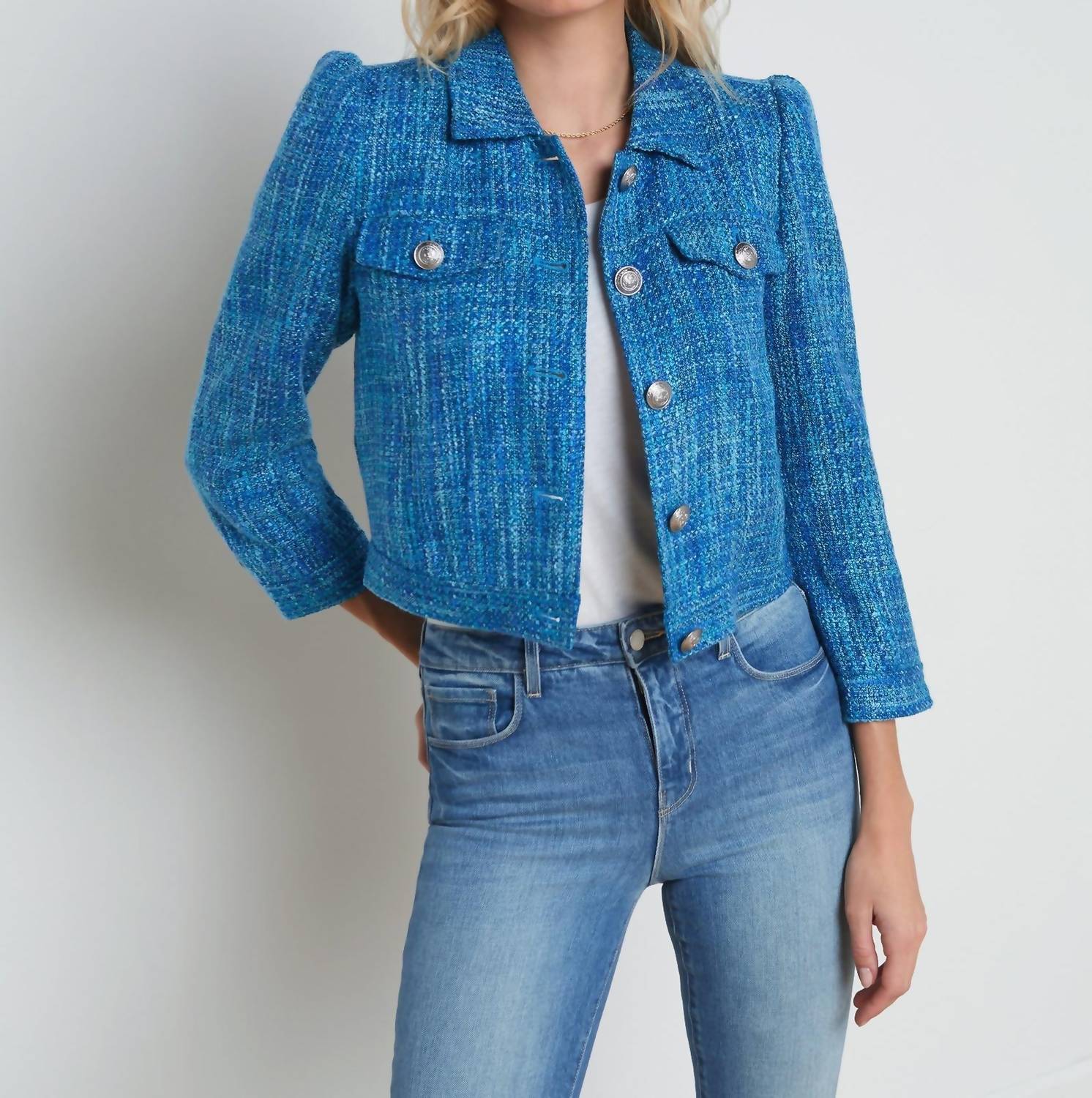 

Кардиган Kasey Tweed в цвете Caribbean Blue Multi Tweed L'Agence