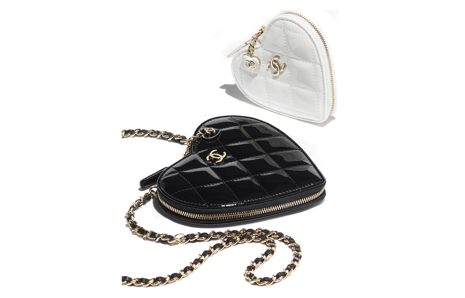 CHANEL Лакированная кожаная клатч через плечо на одно плечо женский черно-белый — фото 3