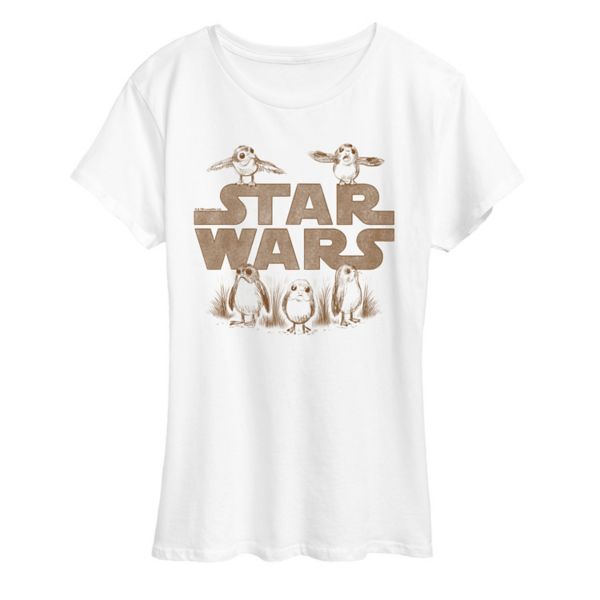 

Женская футболка с графическими эскизами Porgs Star Wars, белый