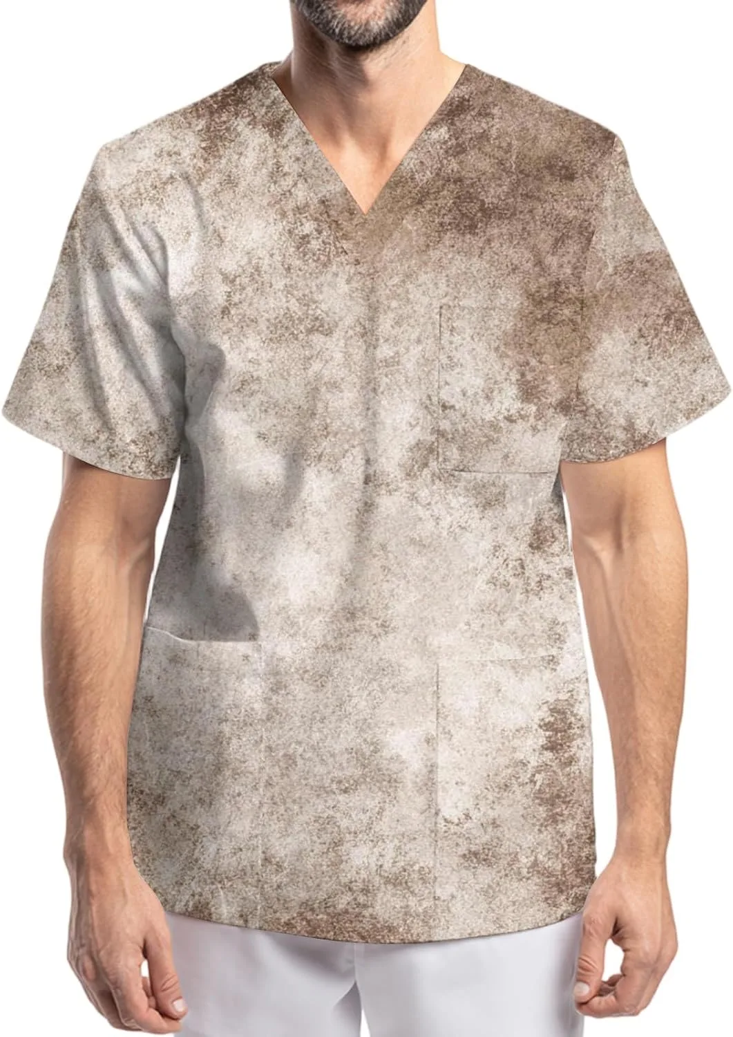 

Мужская униформа скраб топ с принтом тай-дай короткий рукав WENKOMG1