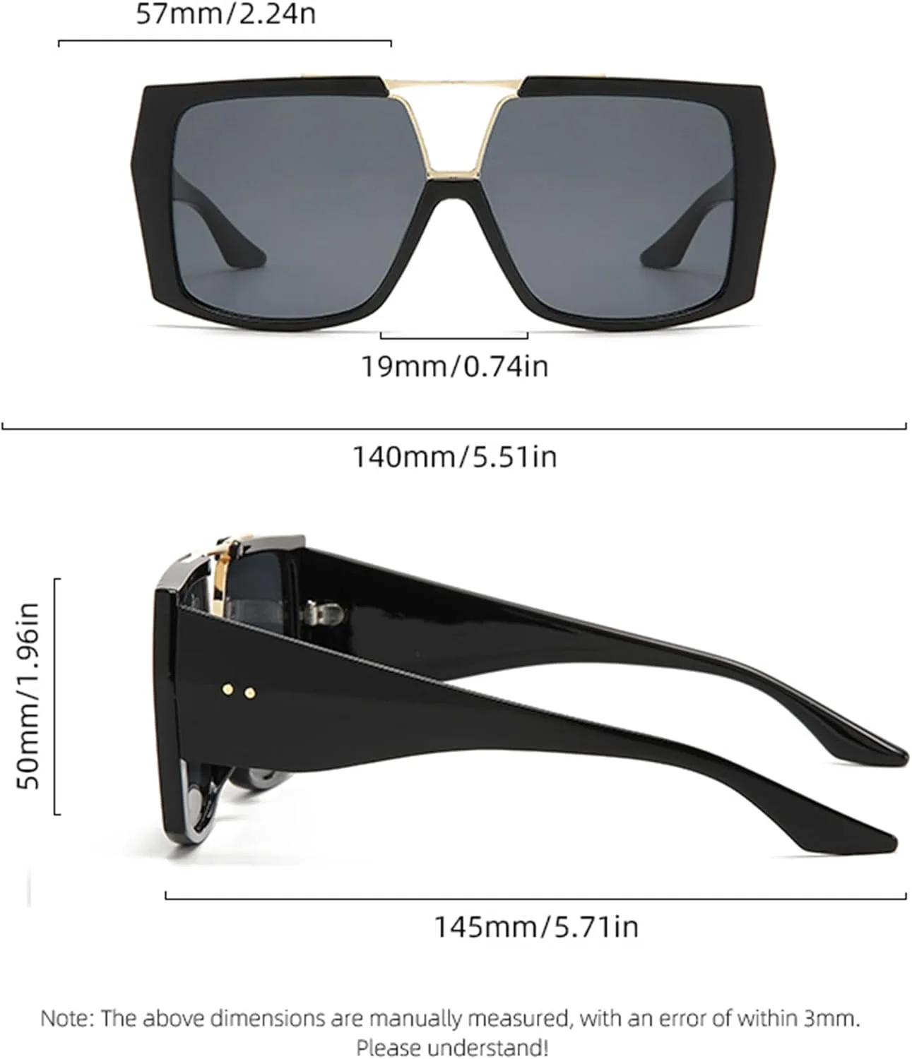 

bullabulling Большие солнцезащитные очки-пилот для женщин и мужчин, ретро-модные солнцезащитные очки с плоской верхней частью, большие винтажные очки, Black