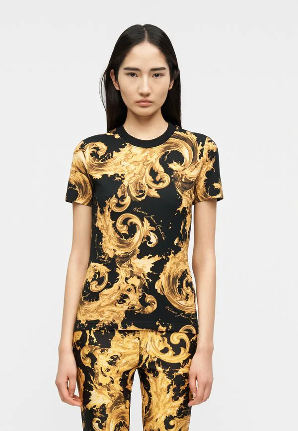

Футболка с принтом Versace Jeans Couture, Black/Gold-Coloured, Черный, Футболка с принтом Versace Jeans Couture, Black/Gold-Coloured