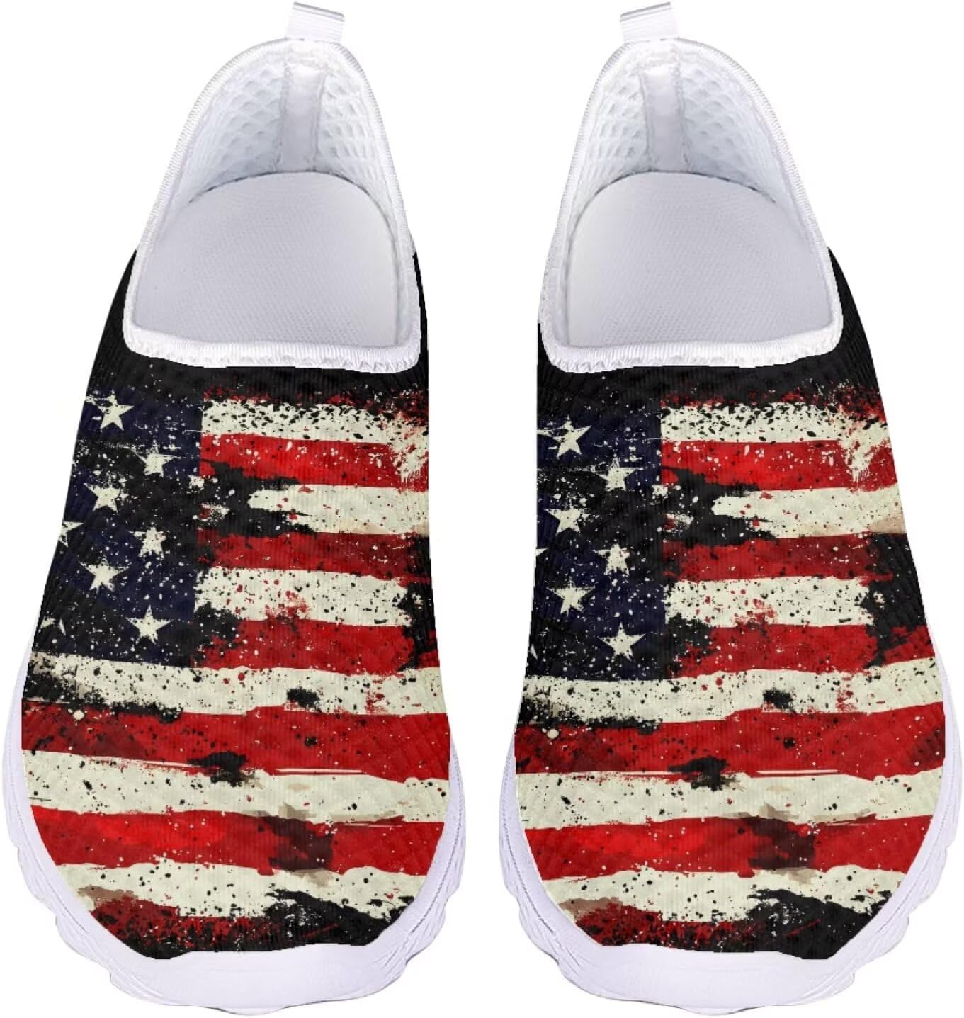 

Кроссовки Jeiento Slip On из сетки для женщин и мужчин, дышащие, пляжные, водные, на плоской подошве, теннисные, для бега и повседневной носки, 4th of July American Flag