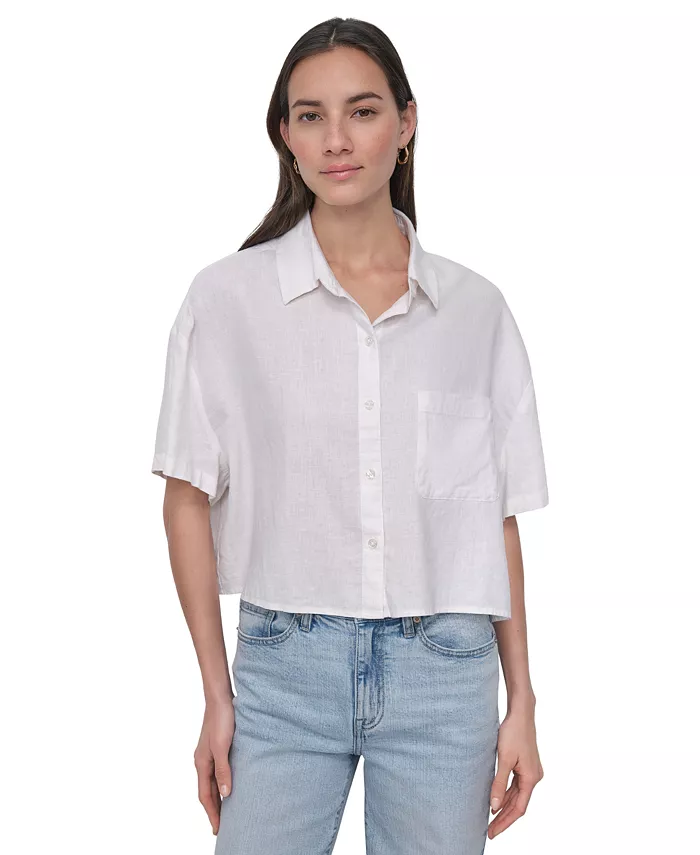 

Женская оверсайз укороченная рубашка DKNY Jeans, белый