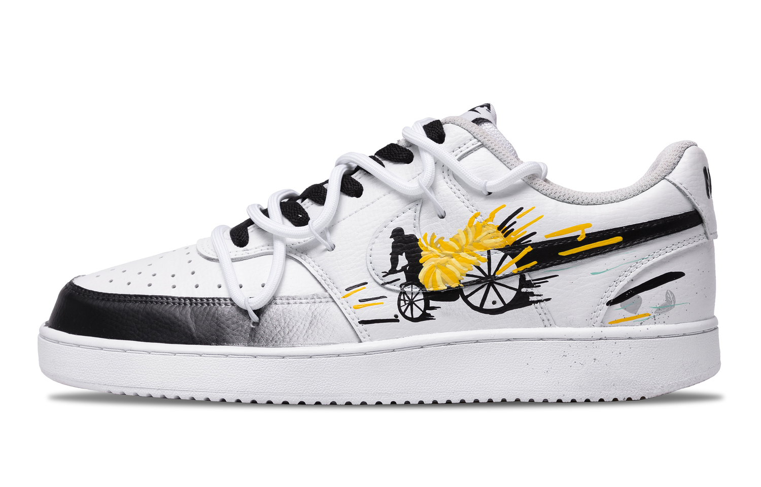 

Nike Мужские низкие скейтбордные кроссовки Court Vision 1 с амортизацией, белый и черный